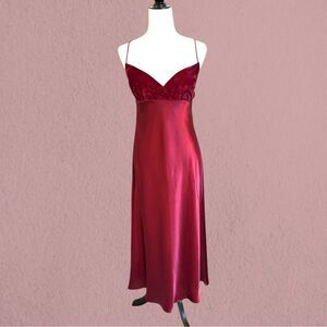 Vintage Silk & Satin burgundy satin and velvet slip dress